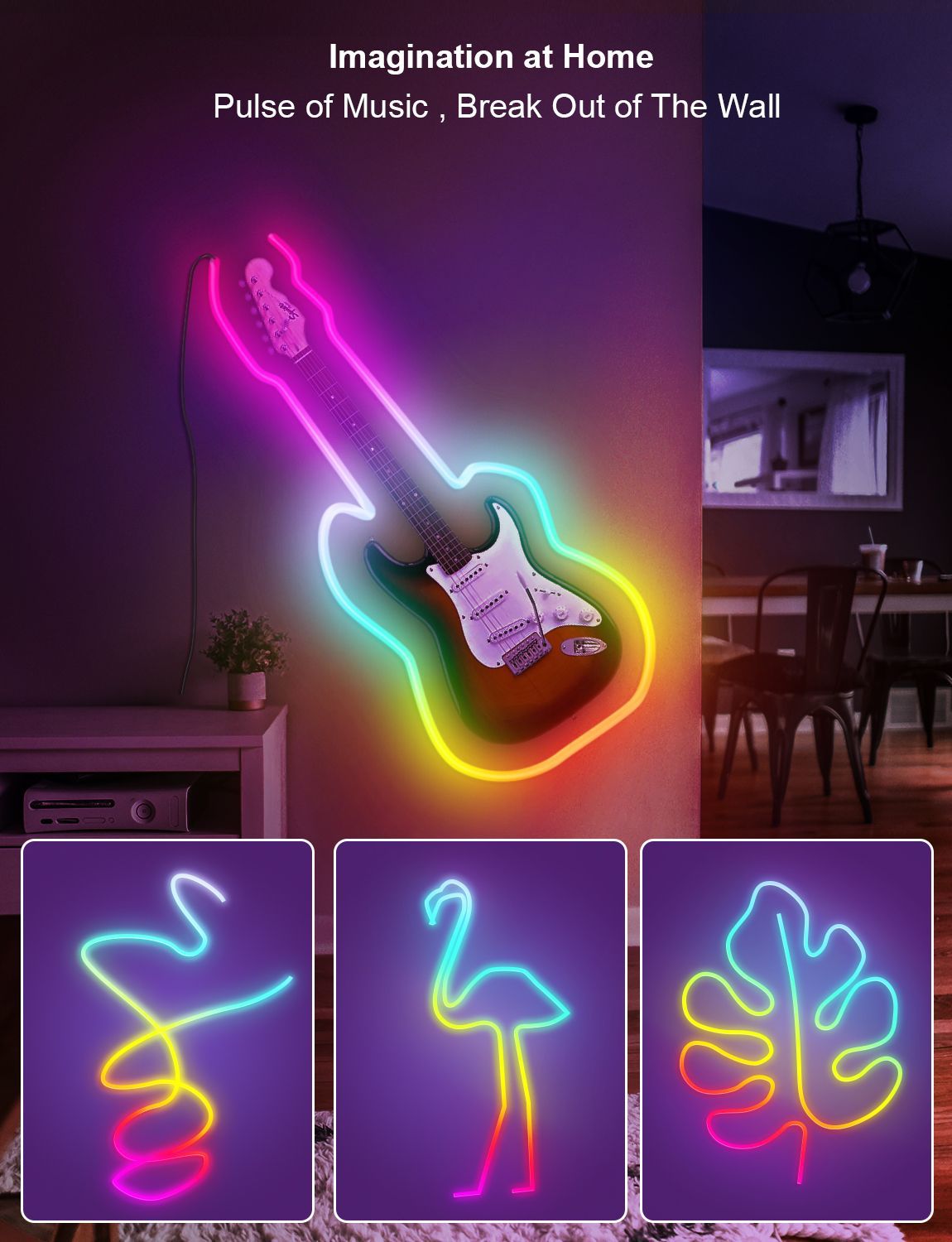 USB Bluetooth RGBIC Neon LED Strip - DIY Flexible Smart Rope Light
