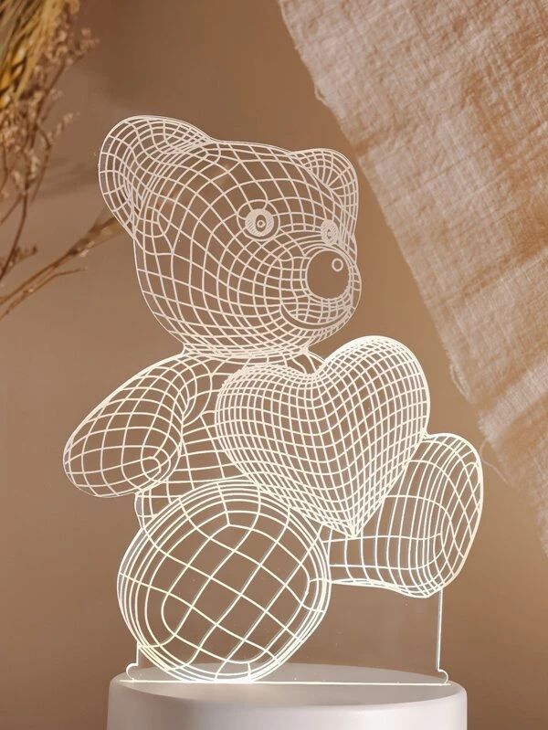 3D Bear Light - Color Changeable Crystal Effect LED Lamp | Modern Geometric Bear Art Light