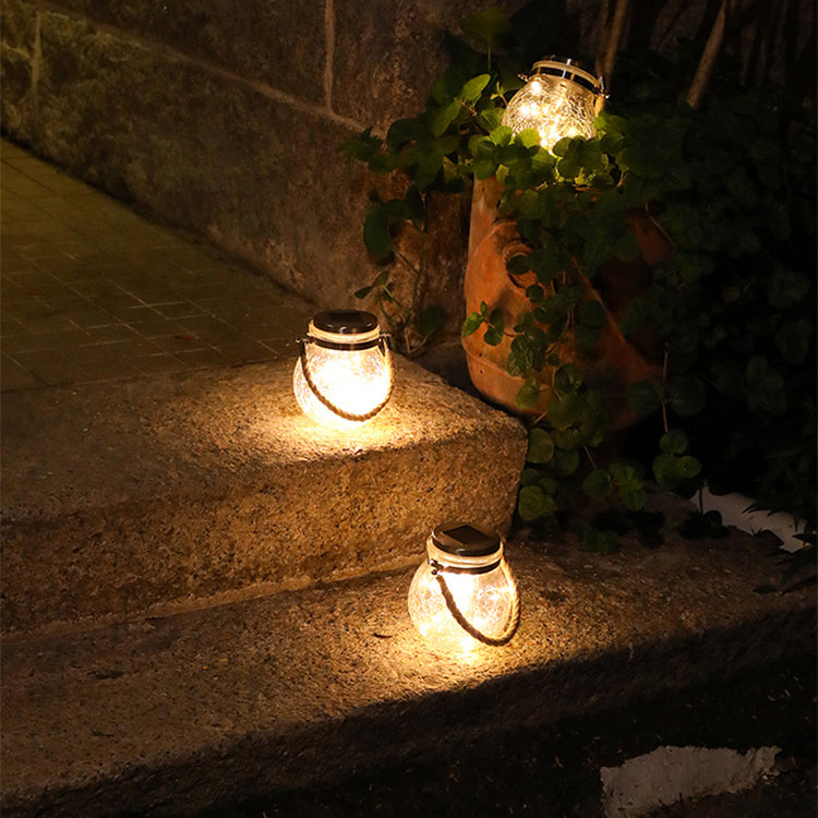 Solar Crack Ball Garden Hanging Light - Waterproof Cracked Glass Outdoor Lantern