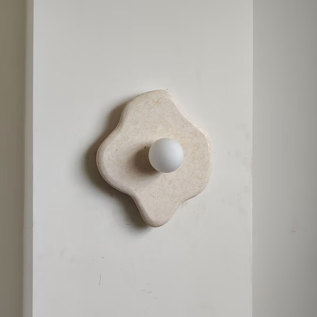 Abnormal Marble Wall Lamp – Natural Stone & Glass Globe Bold Modern Wall Sconce