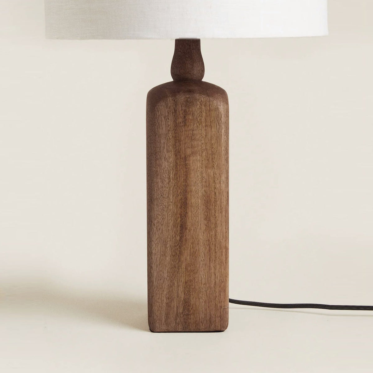 Aisling Table Lamp – Undulating Solid Wood Base & Linen Shade Modern Table Light