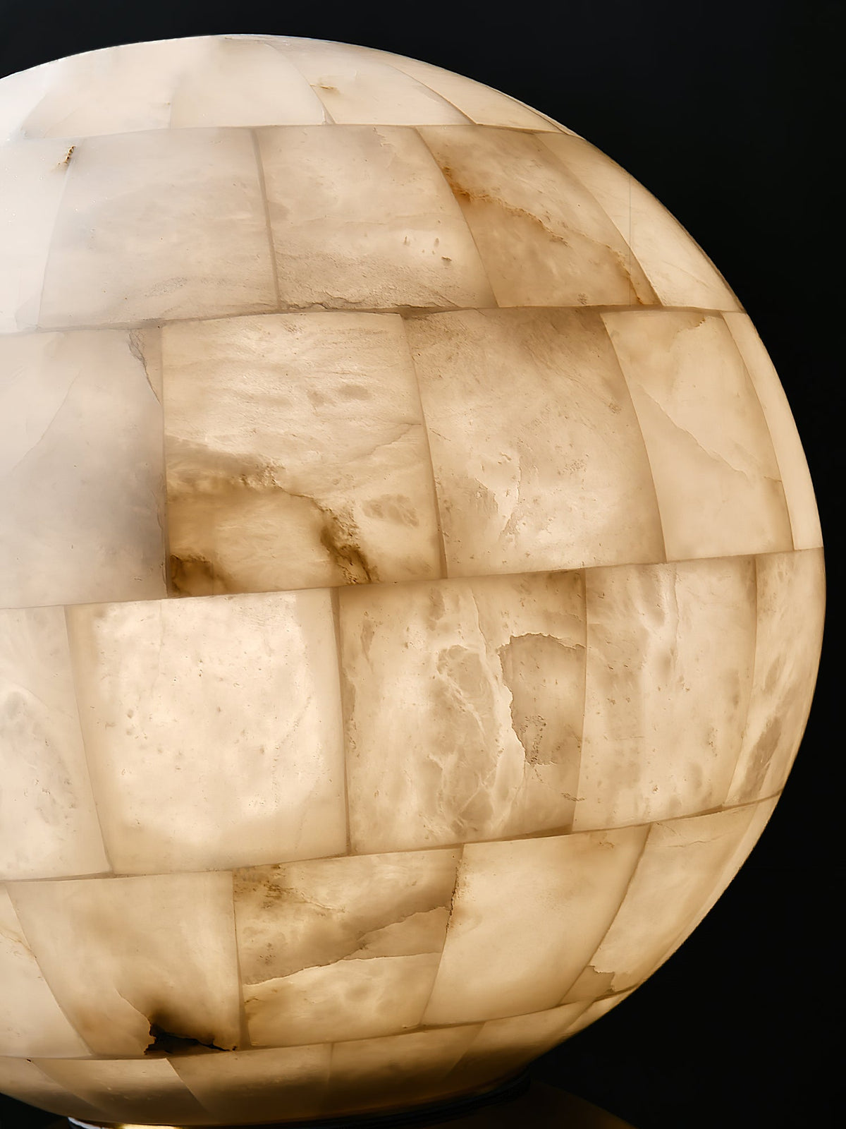 Alabaster Ball Table Lamp – Natural Stone Sphere & Brass Modern Accent Light