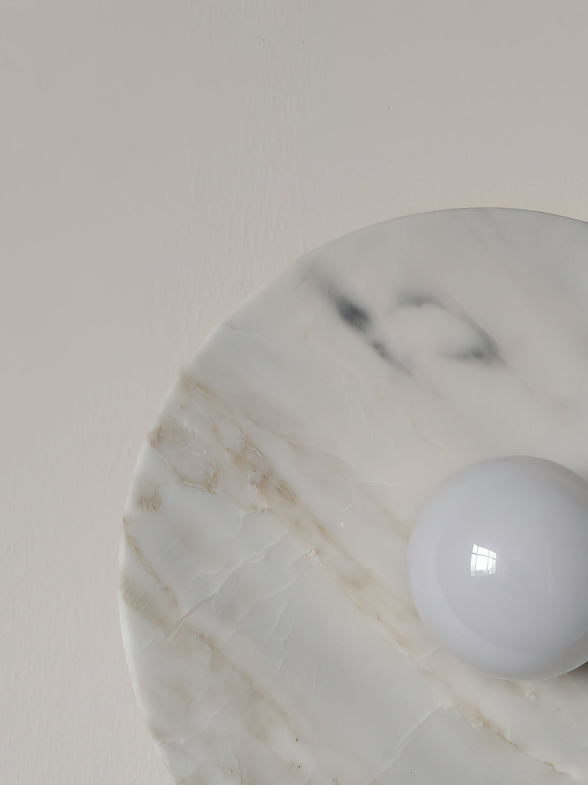 Alba Marble Wall Lamp – Artisan Natural Marble Disc & Glass Halo Wall Sconce