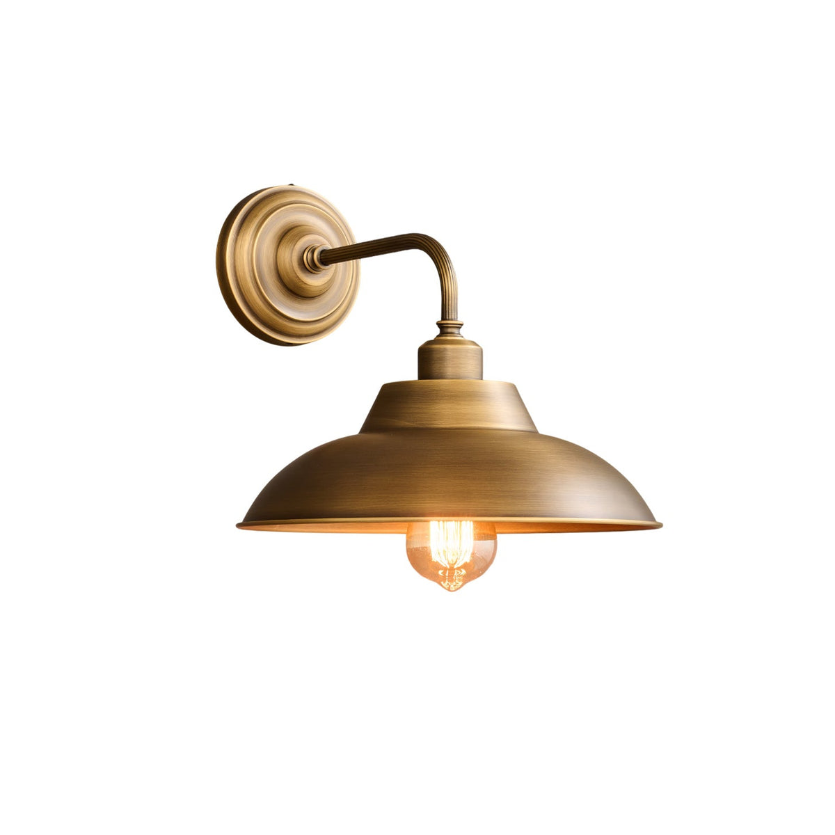 Aldorno Wall Lamp – Antique Brass & Wide Round Shade Elegant Wall Sconce
