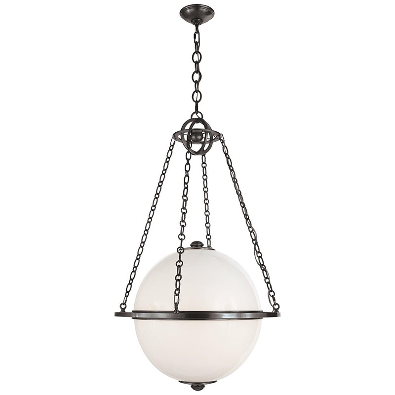 Alora Pendant Lamp – White Glass Globe & Brass Modern Sculptural Chandelier