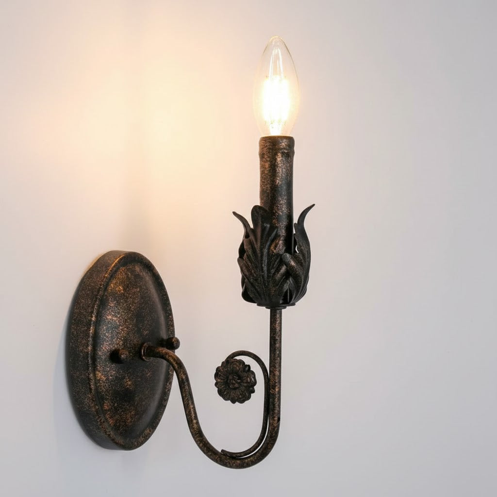 Antonia Wall Lamp – Antique Brass Hand-Forged Brass & Crystal Sconce