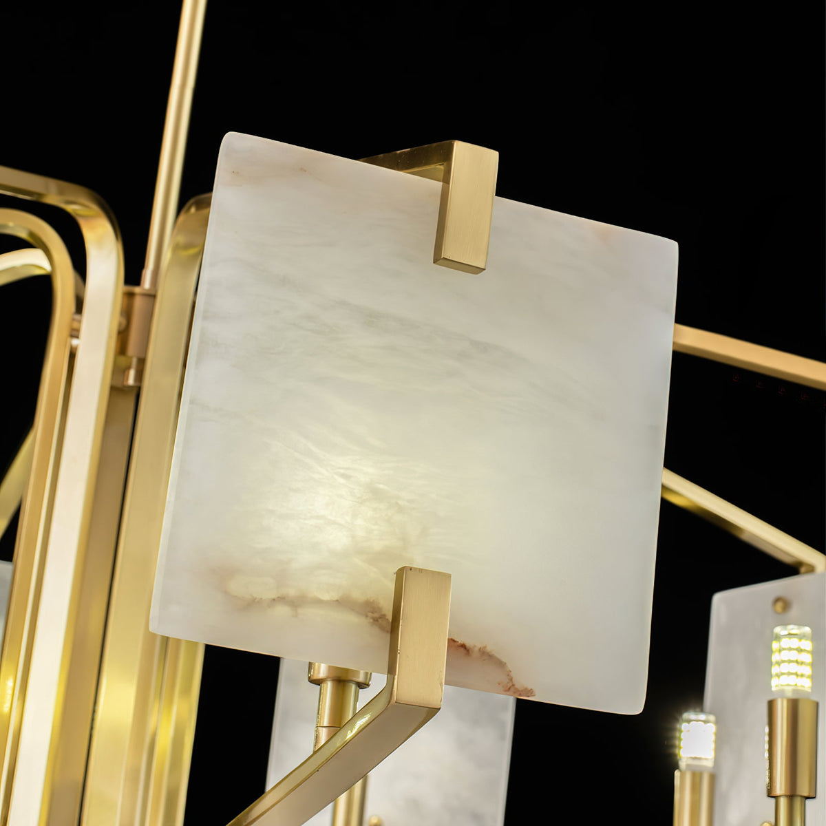 Appareil Alabaster Chandelier – Brass & Squared Alabaster Panel Chandelier