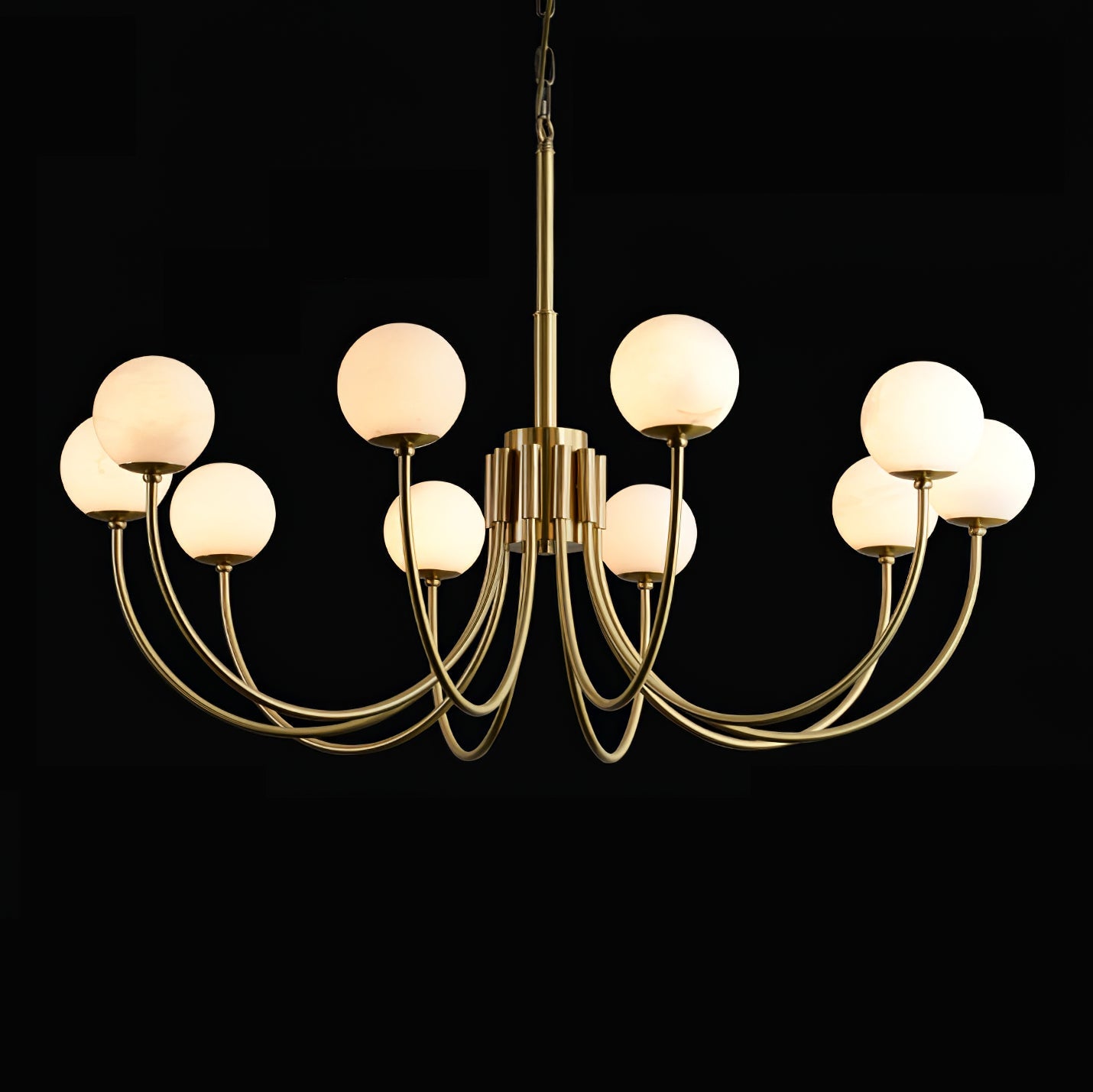 Aurelian Alabaster Globe Chandelier | Luxury Brass & Natural Stone Pendant