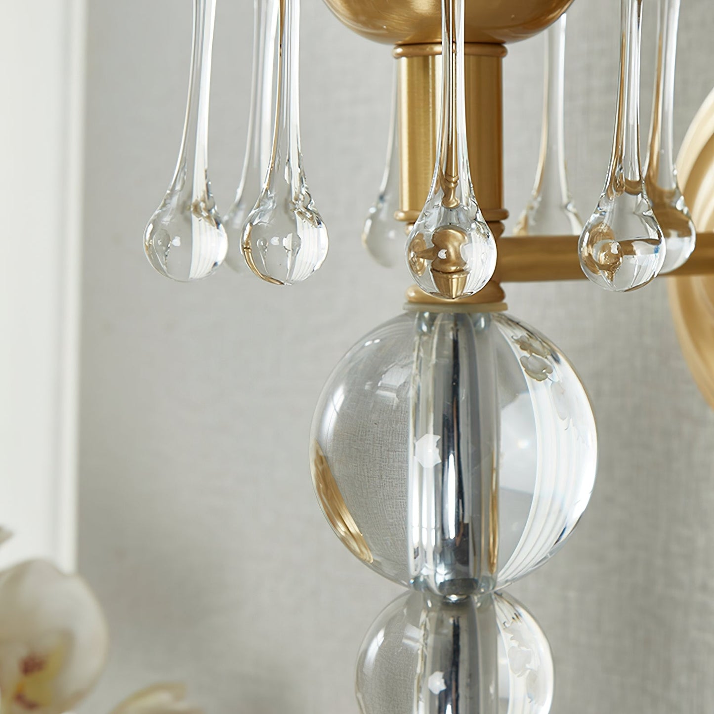Avala Wall Lamp | Luxury Polished Brass & Crystal Sphere Sconce