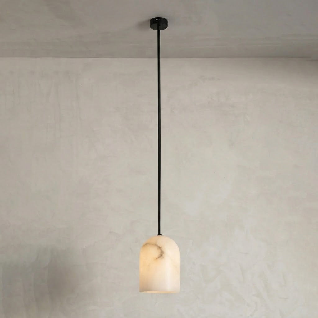 Belfry Arm Alabaster Pendant | Modern Minimalist Natural Stone Hanging Light