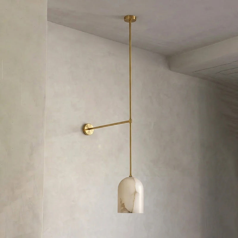 Belfry Arm Alabaster Sconce | Tall 100cm Natural Stone Wall Lamp