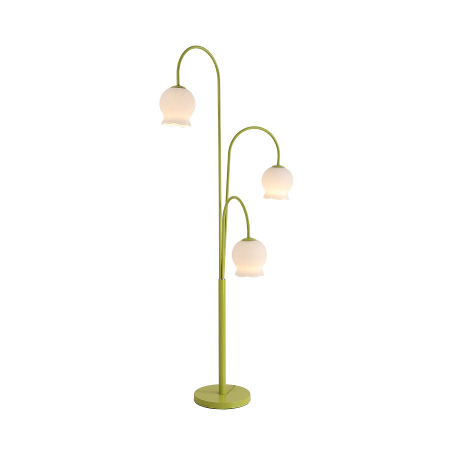 Bell Orchid Floor Lamp | Modern Minimalist Green & Glass Standing Light