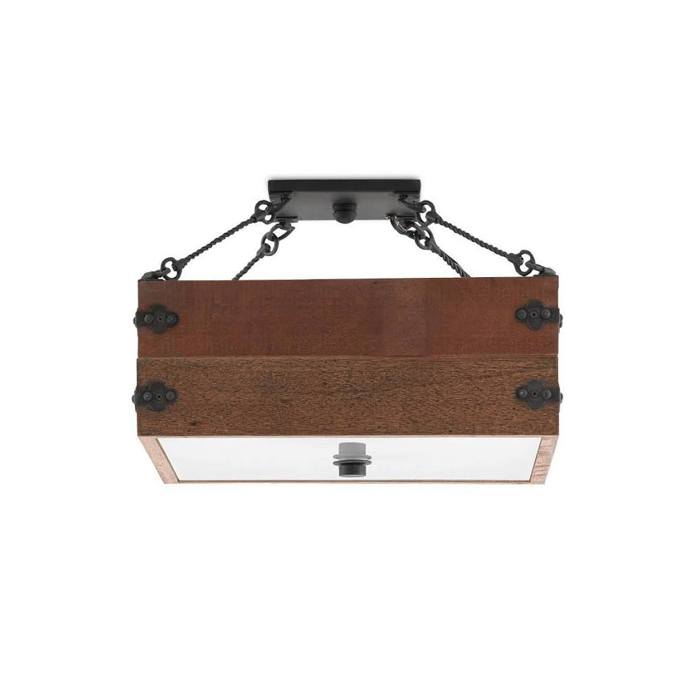 Billycart Semi-Flush Ceiling Lamp – American Country Solid Wood & Acrylic Ceiling Light