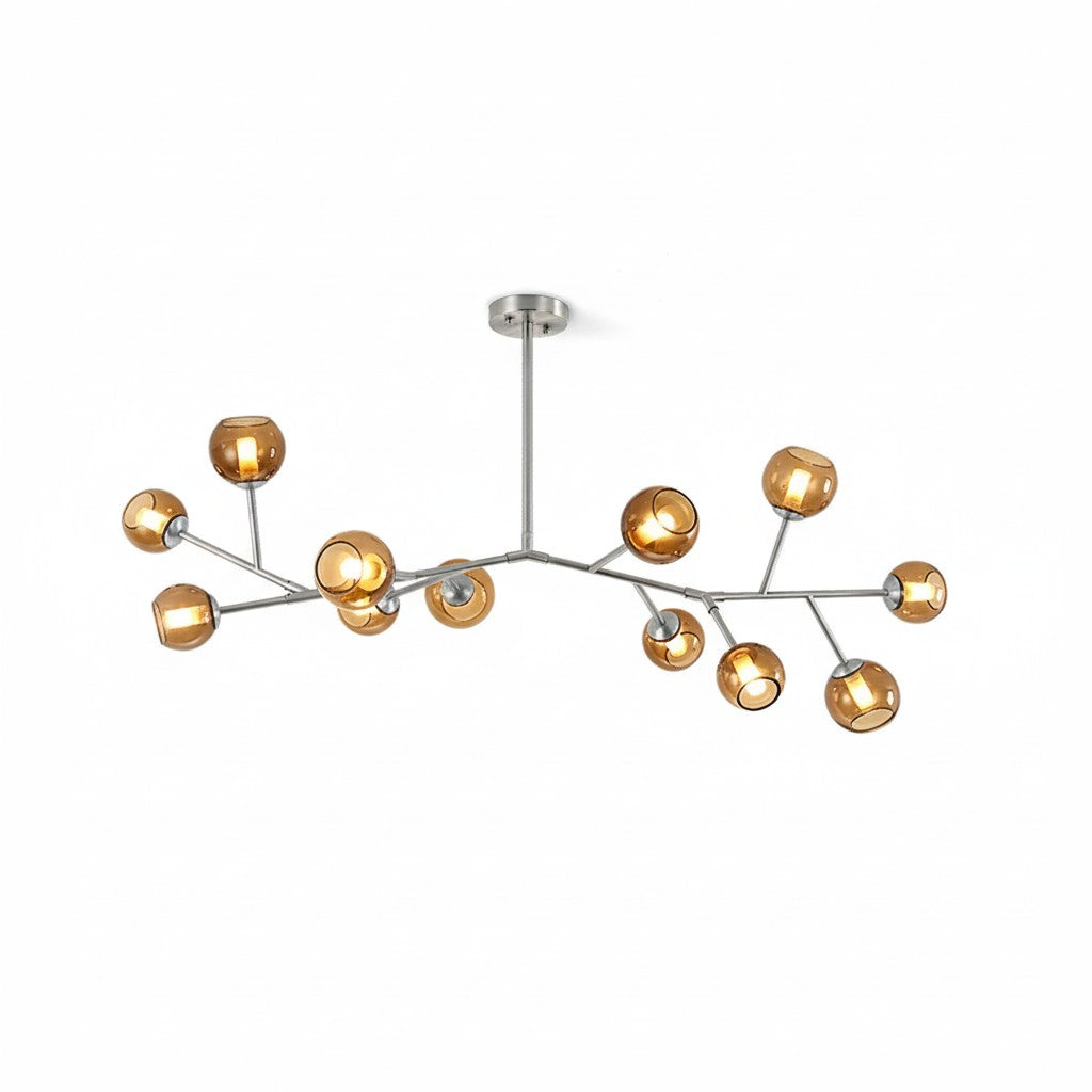 Branch Chandelier - Modern Starburst Brass & Glass Orb Pendant