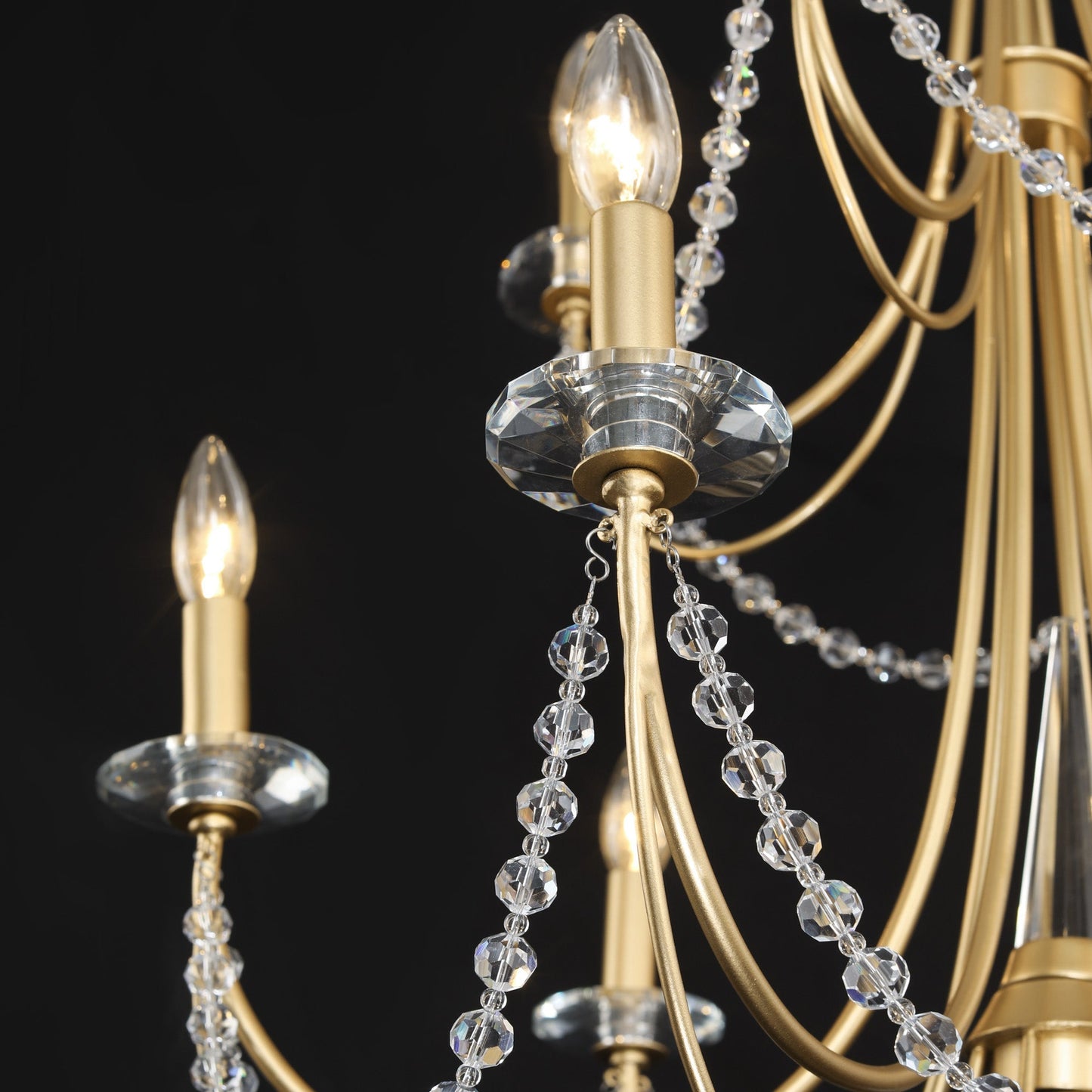 Brentwood Chandelier - Colonial-Inspired Brass & Beaded Crystal Chandelier