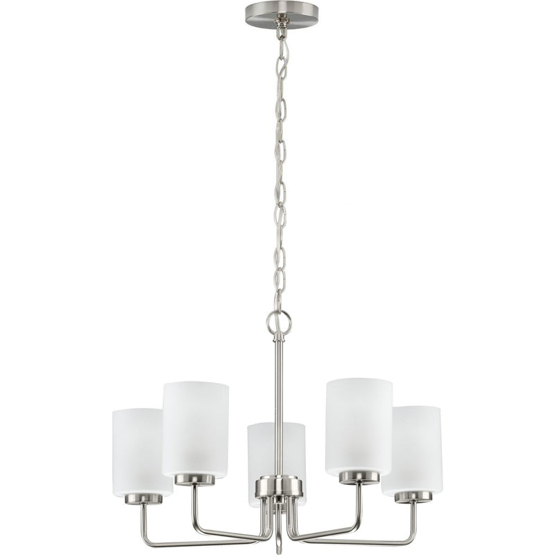 Breyona Chandelier - Contemporary 5-Light Brass & Etched Glass Pendant