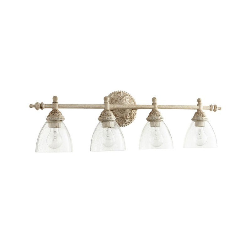 Brooks Vanity Wall Lamp - French Country Antique Brass & Seeded Glass Sconce