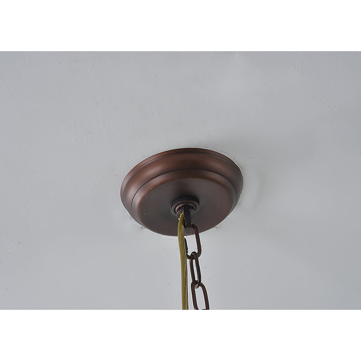 Cabot Rustic Chandelier – Ring-Framed Wood & Forged Iron Glass Cylinder Chandelier