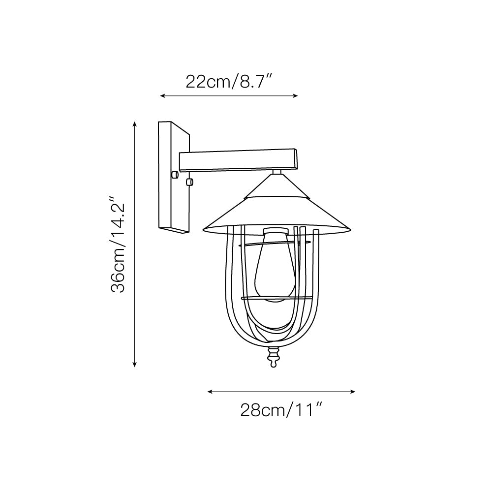 Camb Wall Lamp – Industrial Black Iron & Clear Glass Outdoor & Indoor Wall Sconce