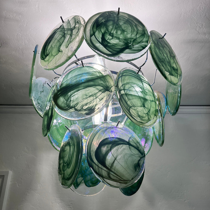 Camisa Murano Glass Chandelier – Hand-Blown Murano-Style Colored Glass Disc Chandelier