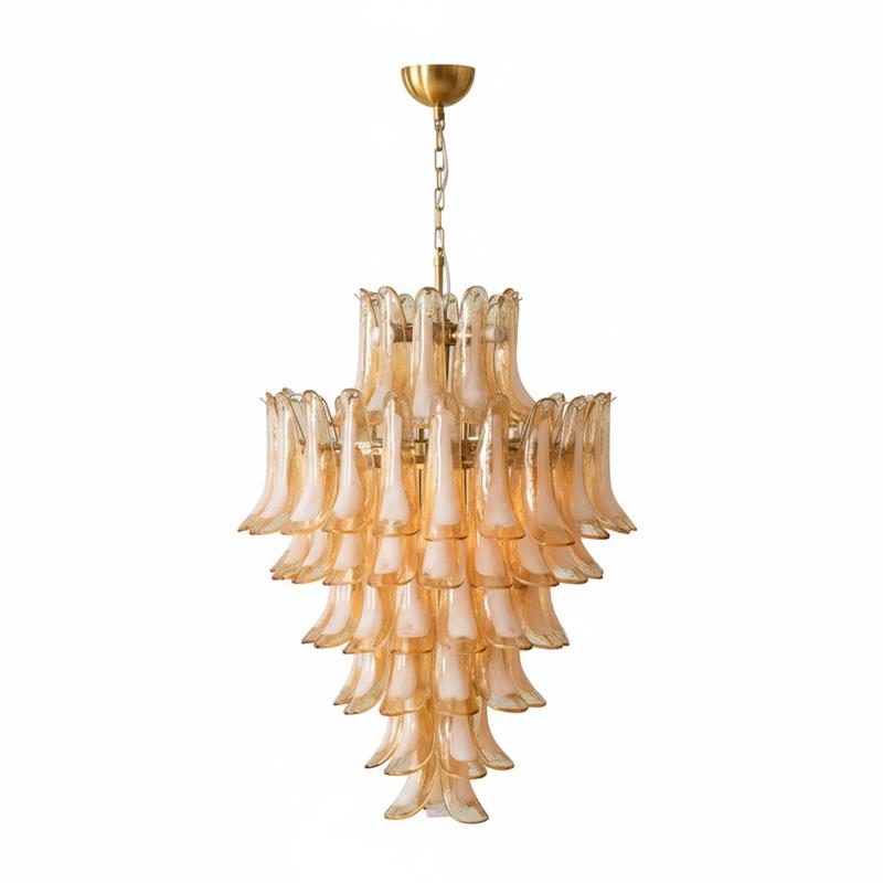 Caramello Petal Chandelier – Cascading Glass Petal Statement Chandelier