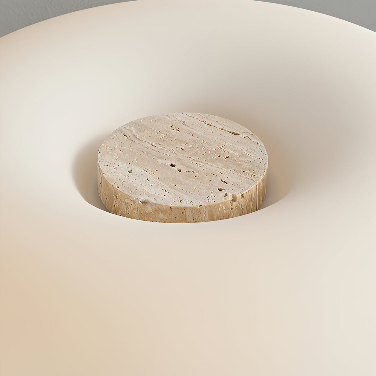 Carla Table Lamp – Travertine Natural Stone & Opal Glass Accent Light