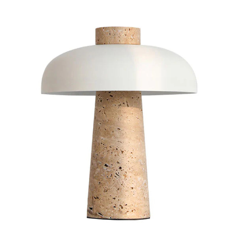 Carla Travertine Table Lamp – Raw Travertine Stone & Aluminum Accent Lamp