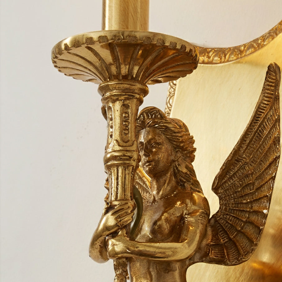 Caterina Brass Wall Lamp – French Provincial Ornate Brass & Fabric Shade Sconce