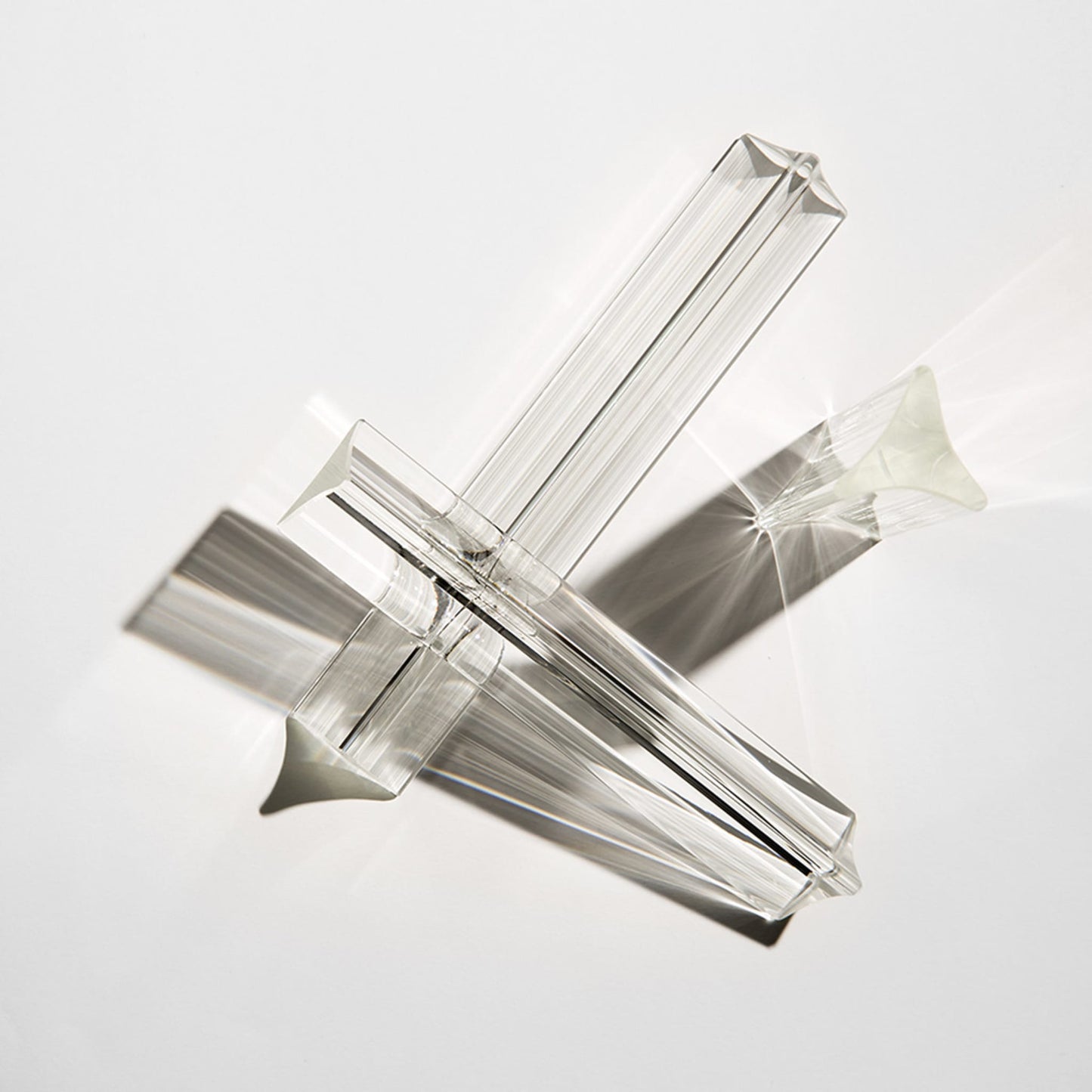 Chic Table Lamp - Luxury Crystal Trihedron & Brushed Black Cylinder Lamp