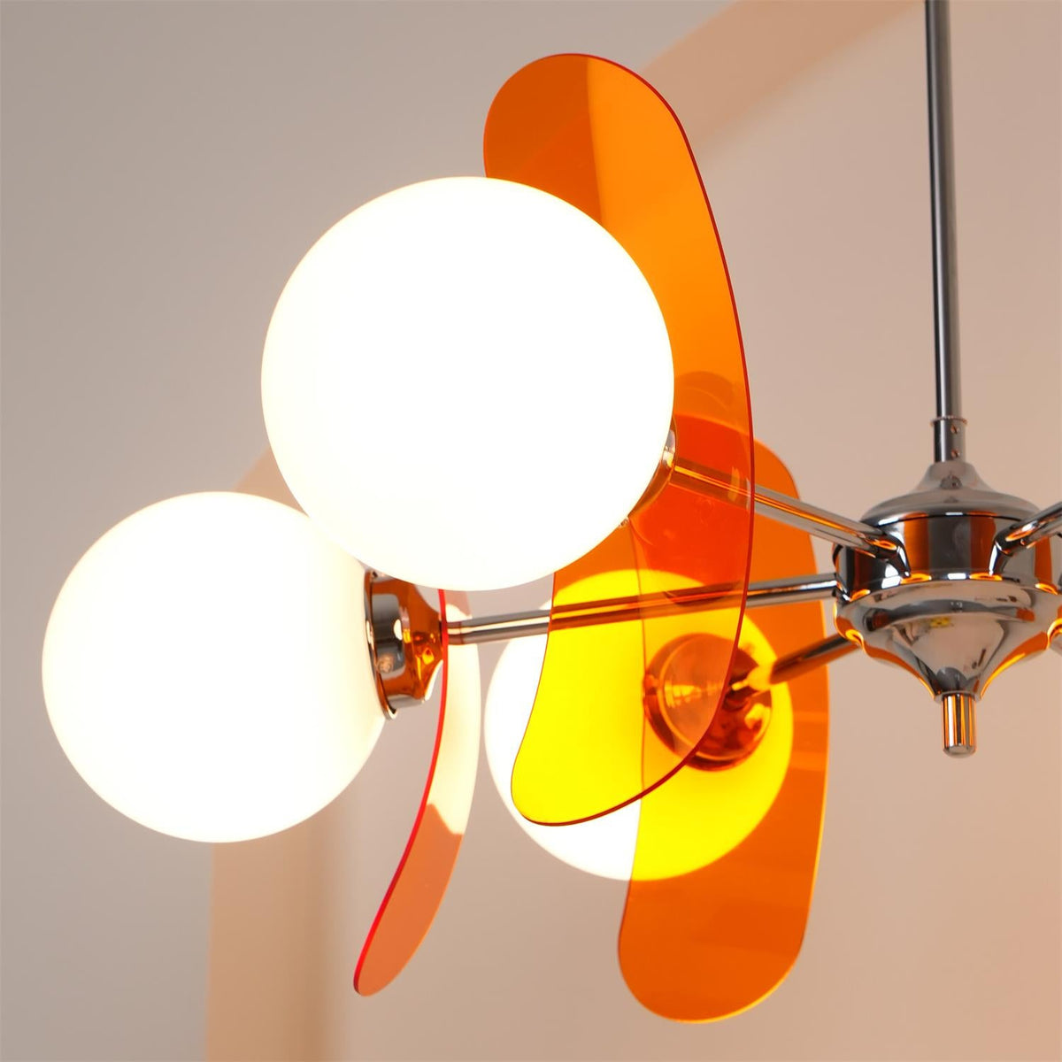Coloured Sputnik Chandelier – Retro Modern Chrome, Glass & Acrylic Pendant