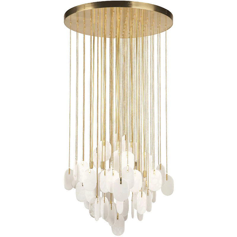 Allure Alabaster Chandelier – Cascade Stainless Steel & Natural Stone Statement Chandelier