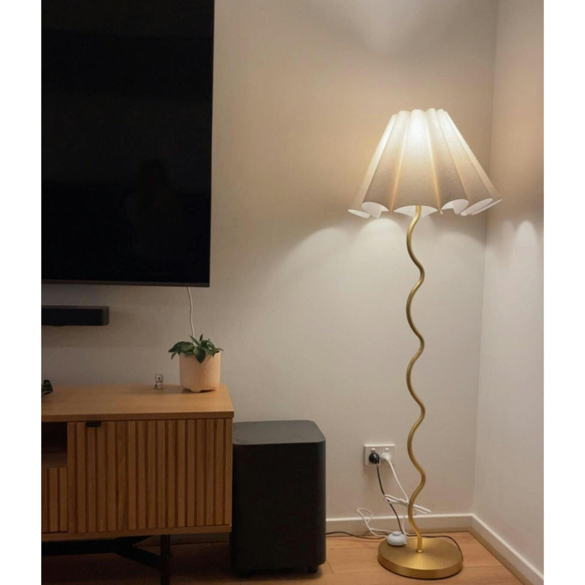 Cora Floor Lamp – Modern Metallic & Paper Shade Standing Accent Light