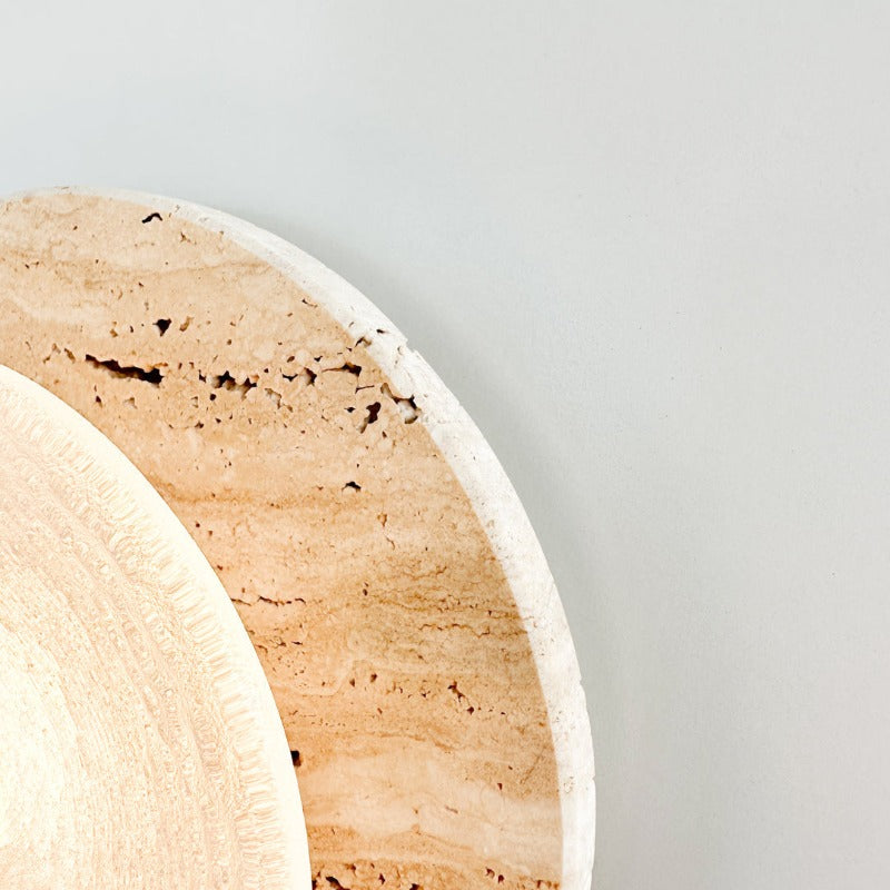Coral Travertine Wall Lamp – Hand-Blown Swedish Glass & Natural Travertine Sconce