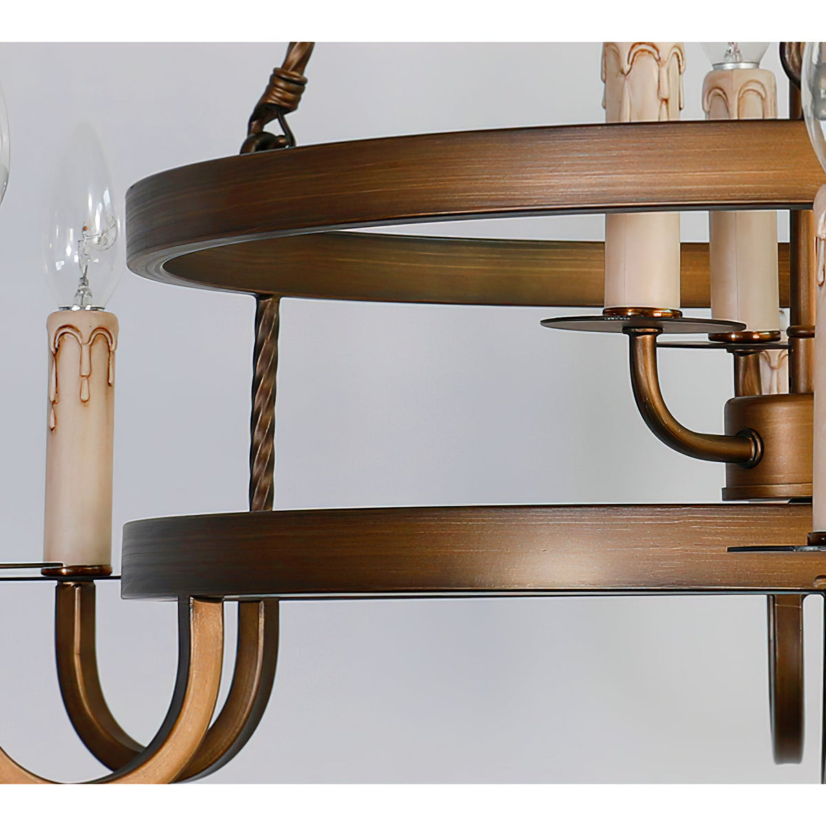 Crowley Wagon Wheel Chandelier – Brushed Bronze Two-Tier Brass Chandelier