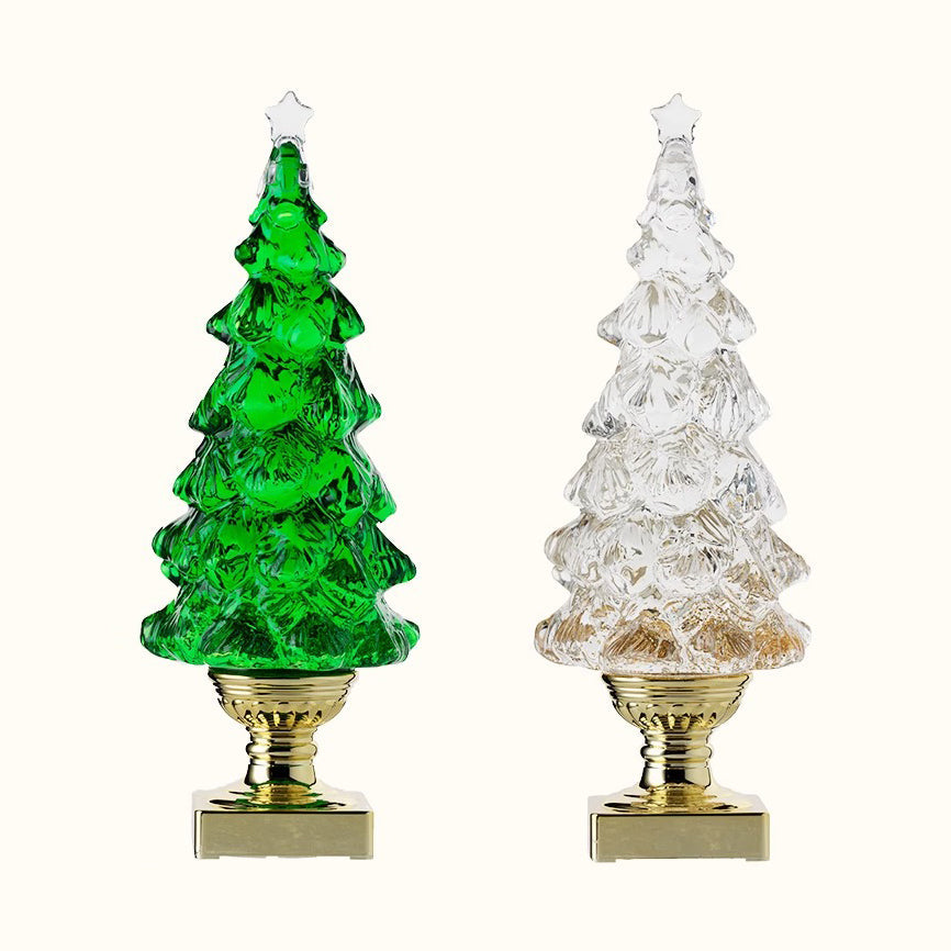 Crystal Xmas Tree Table Lamp – Cordless Color-Changing Holiday Lamp with Snow & Music