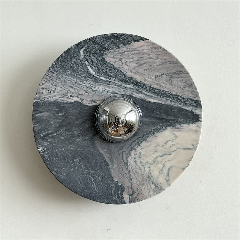 Calacatta Round Marble Wall Sconce – Italian Calacatta Purple Marble & Chrome LED Sconce