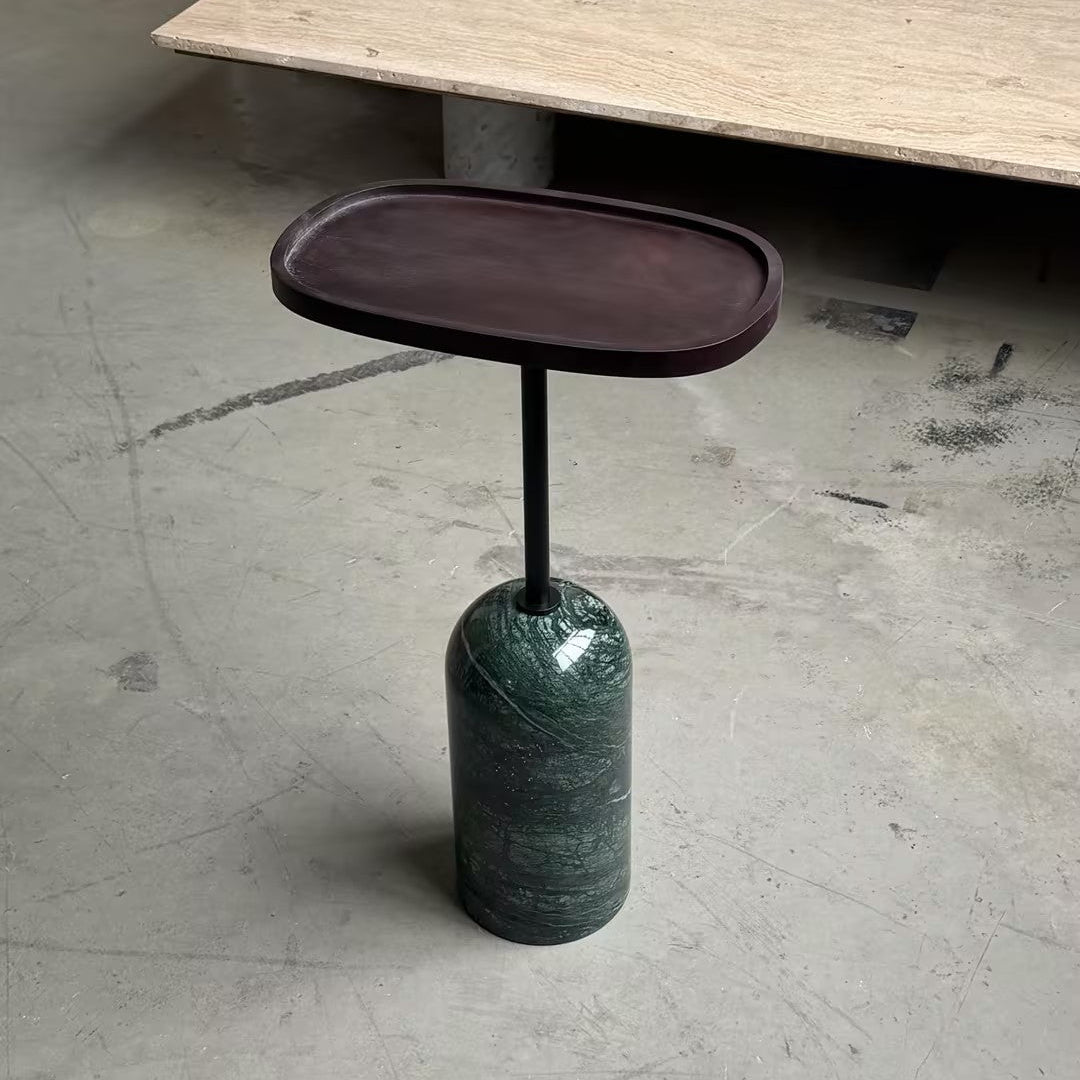 Ekero Square Side Table – Modern Walnut Wood & Solid Marble Base Table
