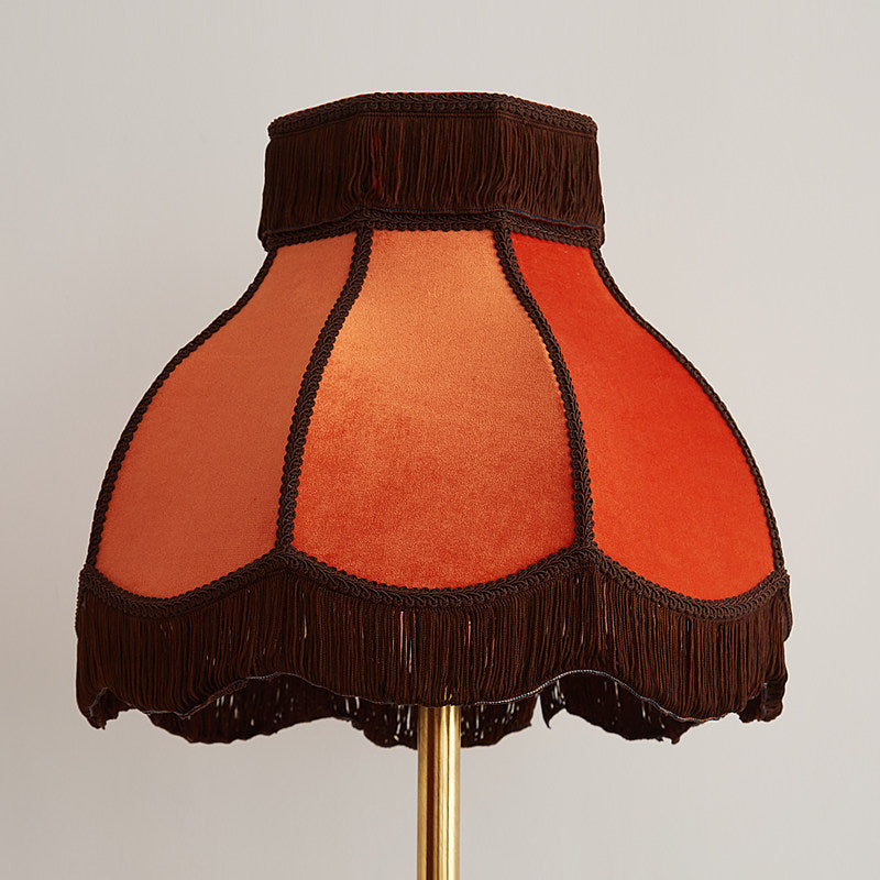 Elizabeth Floor Lamp – Classic Brass & Rich Orange Fabric Floor Light with Decorative Tassel