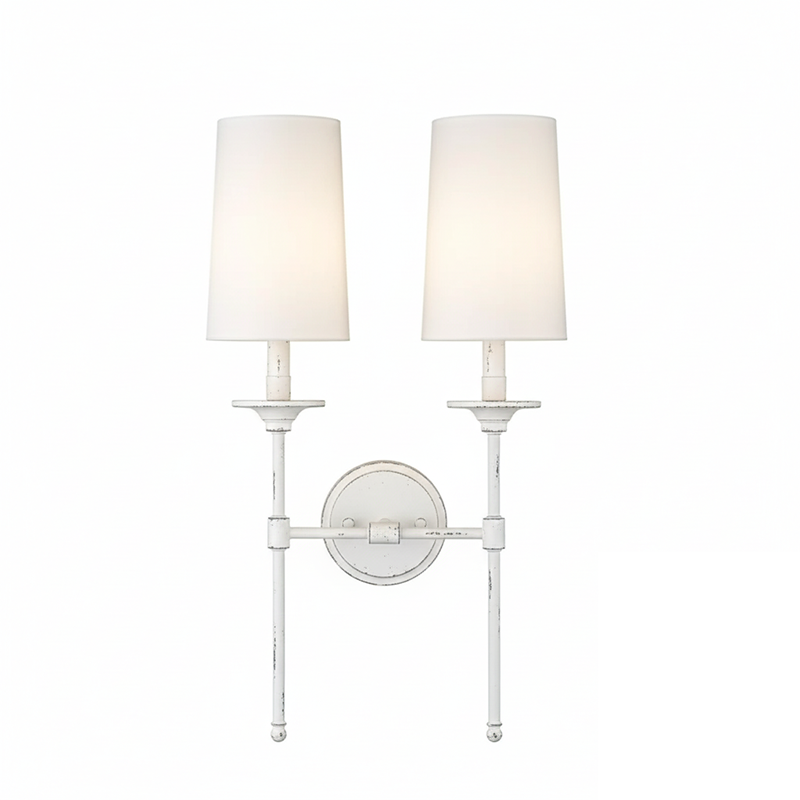 Emily Wall Lamp – Slender Brass Sconce with Fabric Shade