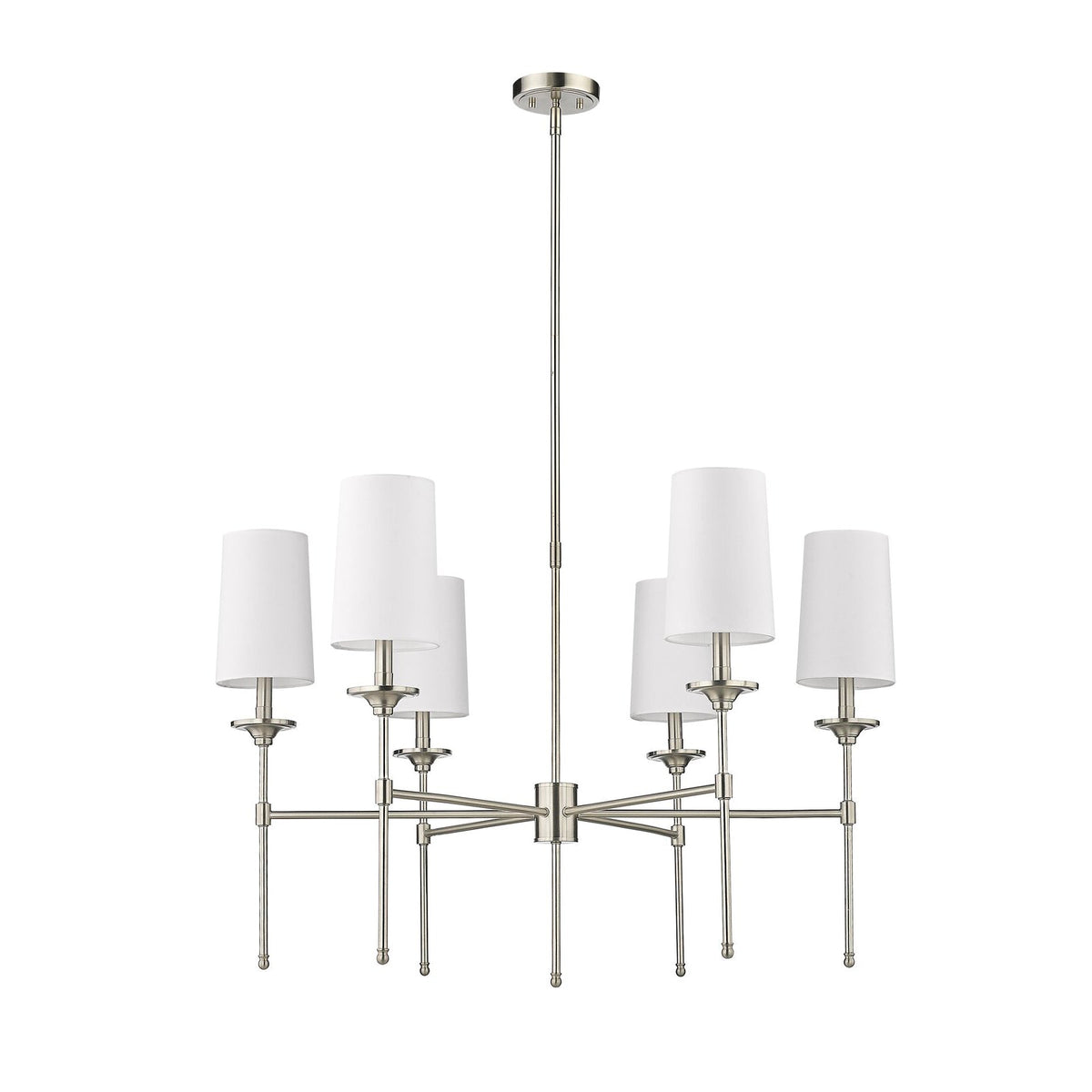 Emily Chandelier – Classic Brass Candelabra Light with Fabric Empire Shades