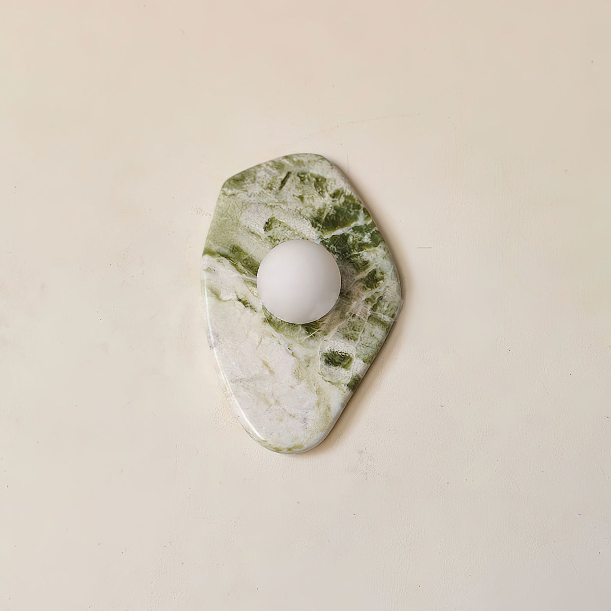 Emma Marble Wall Lamp – Green Marble & Glass Sphere Wall Sconce