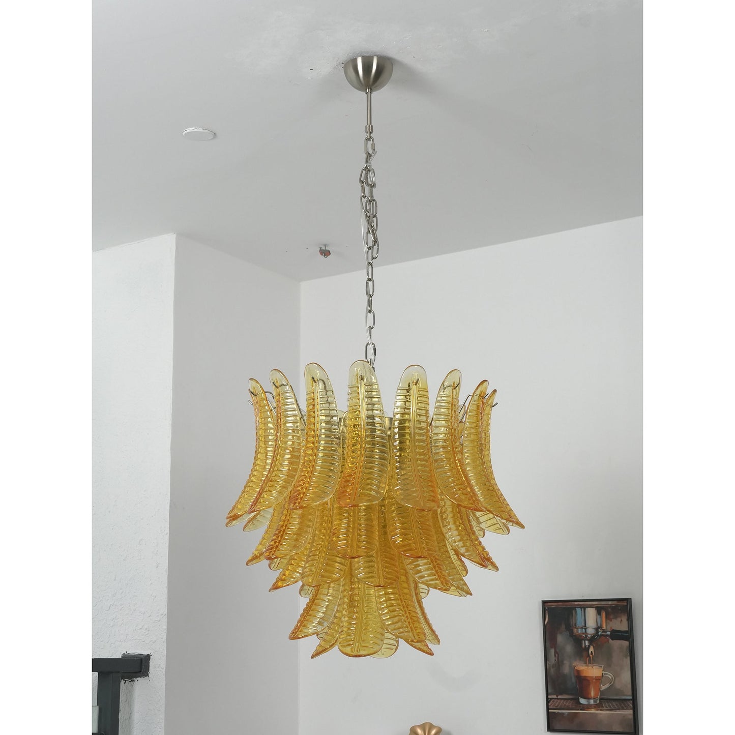 Felci Glass Chandelier – Organic Cascading Glass Leaf Ceiling Light