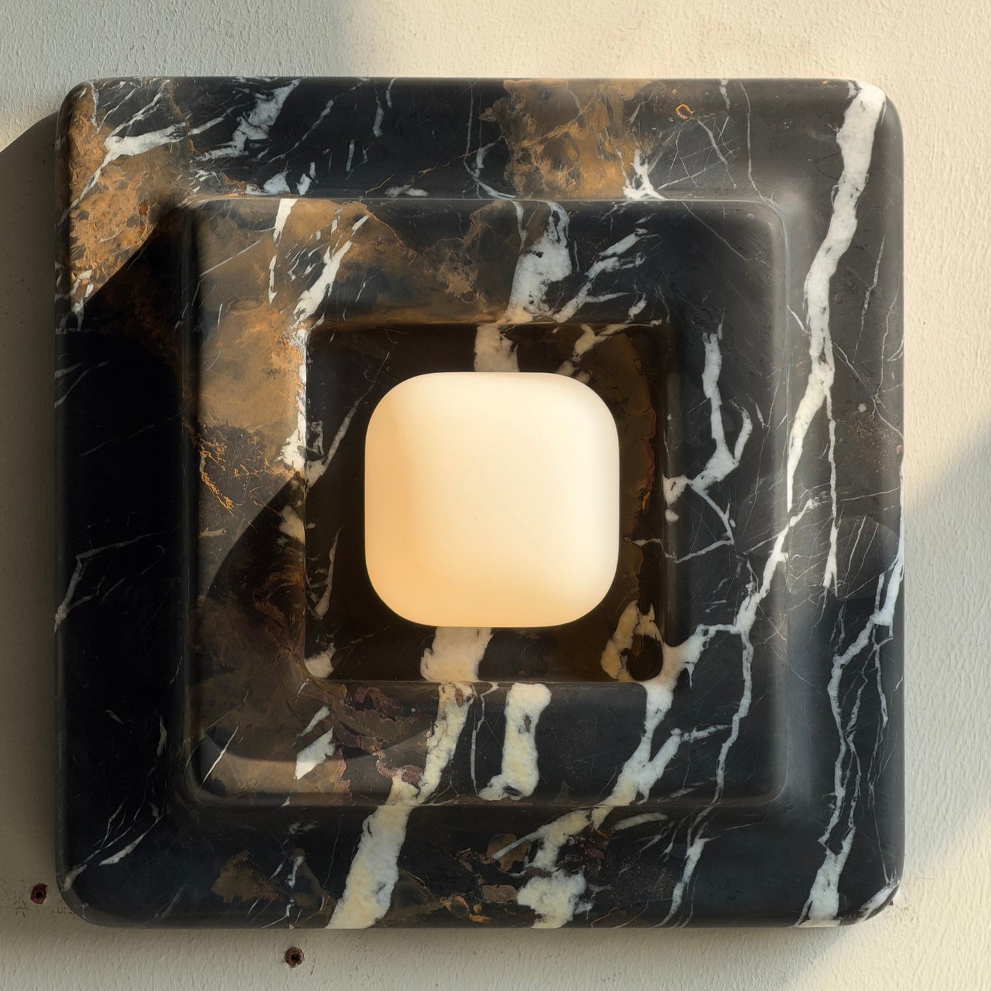 Franklin Marble Wall Lamp - Architectural Solid Stone Square Sconce