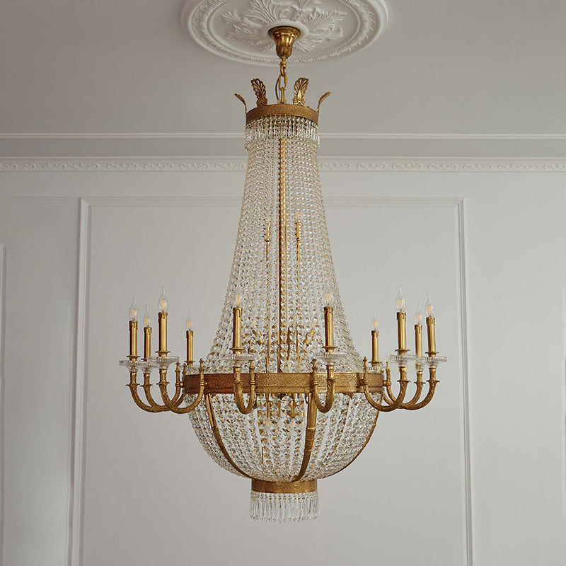 Gabriella Chandelier - Grand Multi-Tier Brass & Cascading Crystal Chandelier
