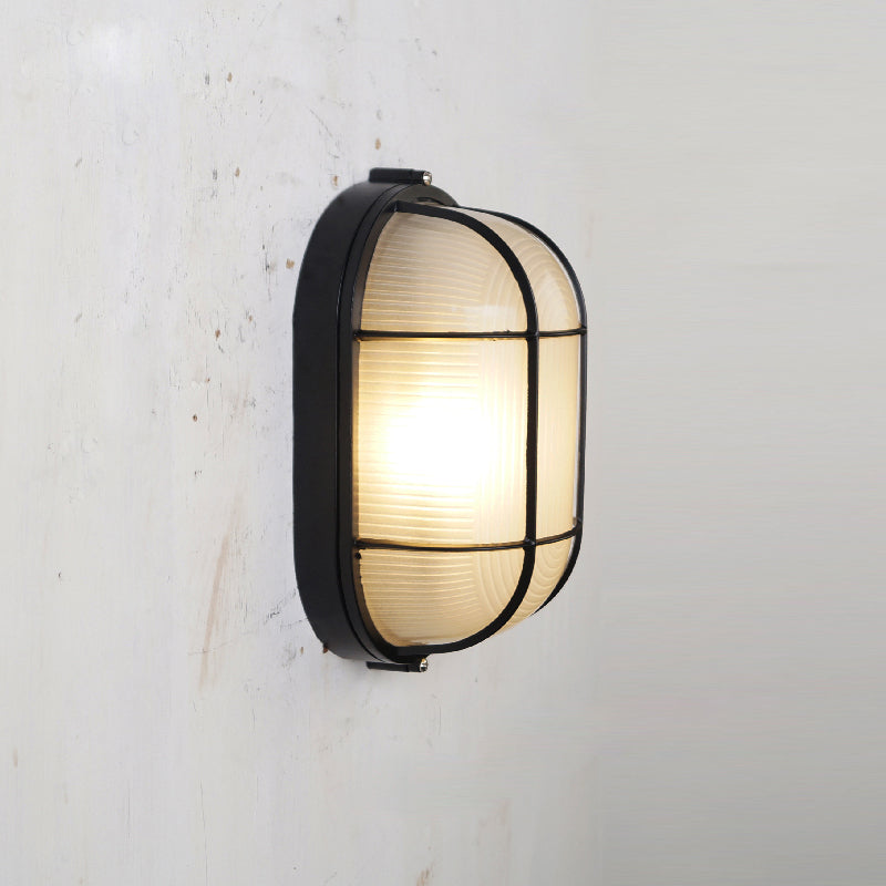 Garden Trading Chatham Outdoor Sconce - Weatherproof Aluminum & Frosted Glass Bulkhead Wall Light