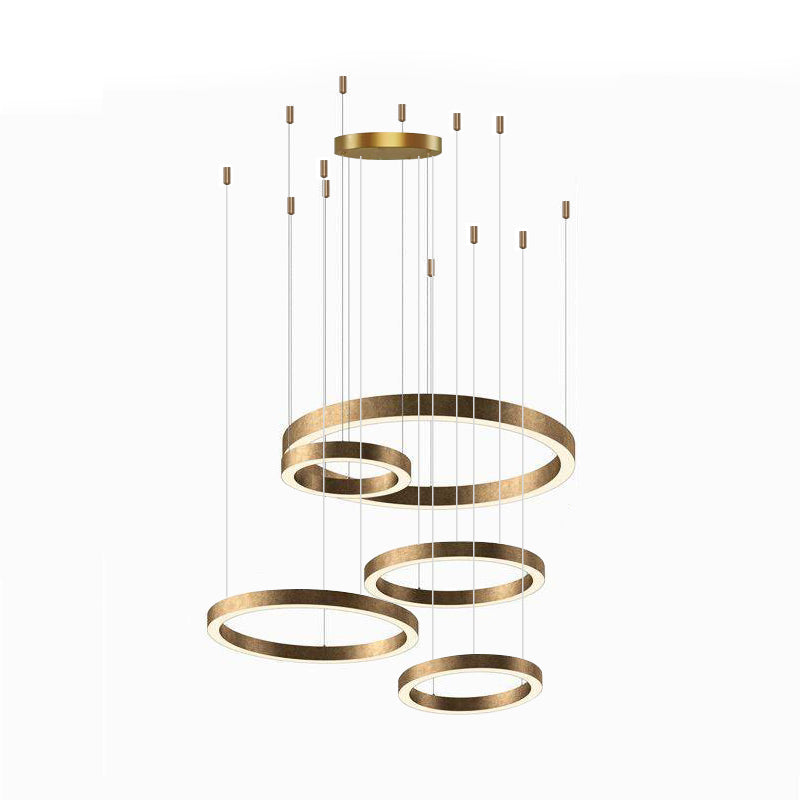 Gianni Chandelier - Floating Circular LED Ring Pendant Light in Gold & White