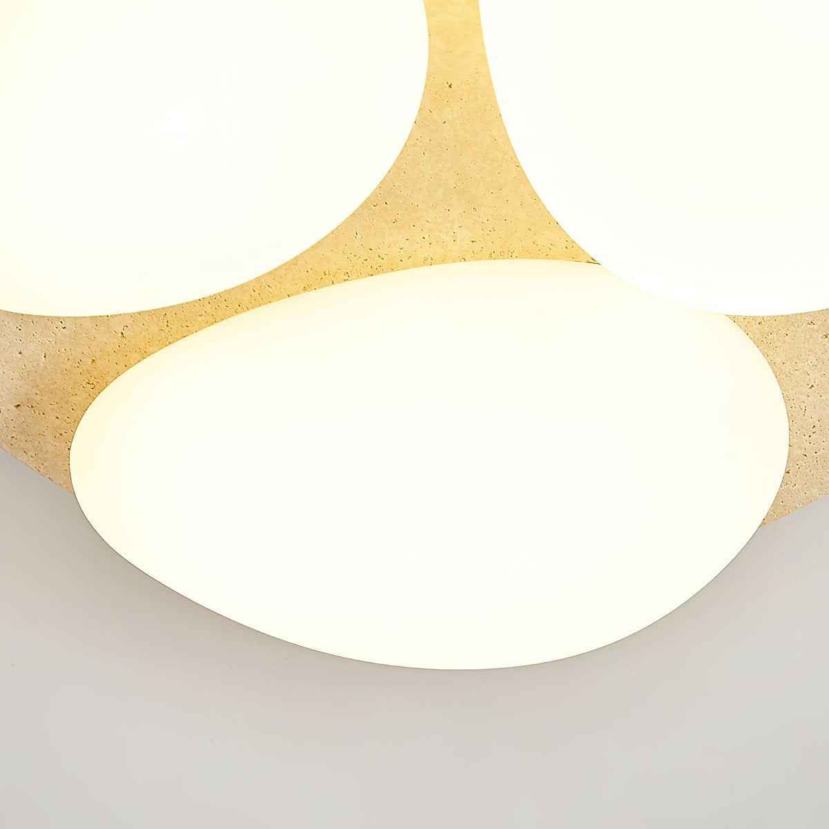 Glaze Ceiling Lamp - Flush-Mount Natural Travertine & PE Diffuser LED Light