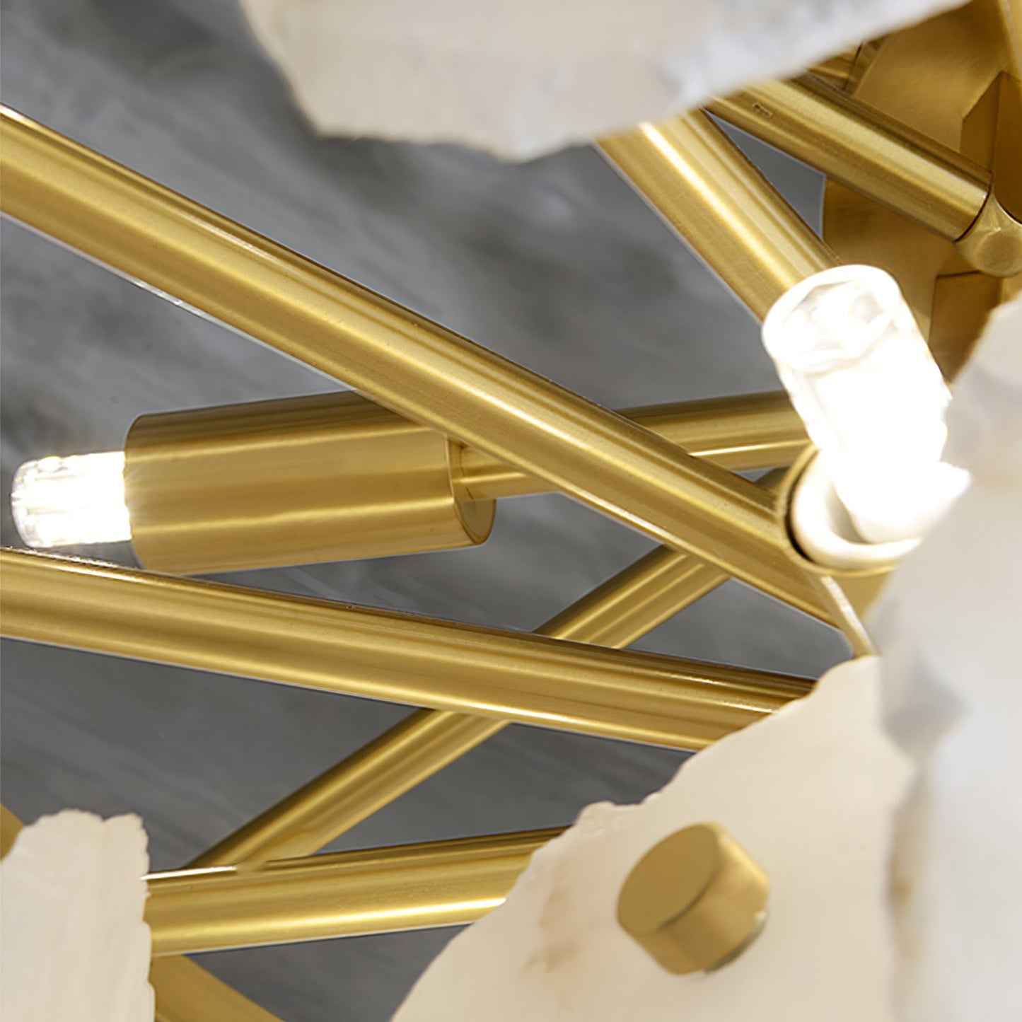 Gloire Alabaster Chandelier - 3-Tier Natural Alabaster & Copper Ceiling Light