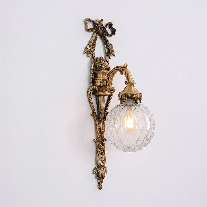 Greenwich Classical Brass Wall Sconce - Antique Brass & Clear Glass Heritage Wall Lamp