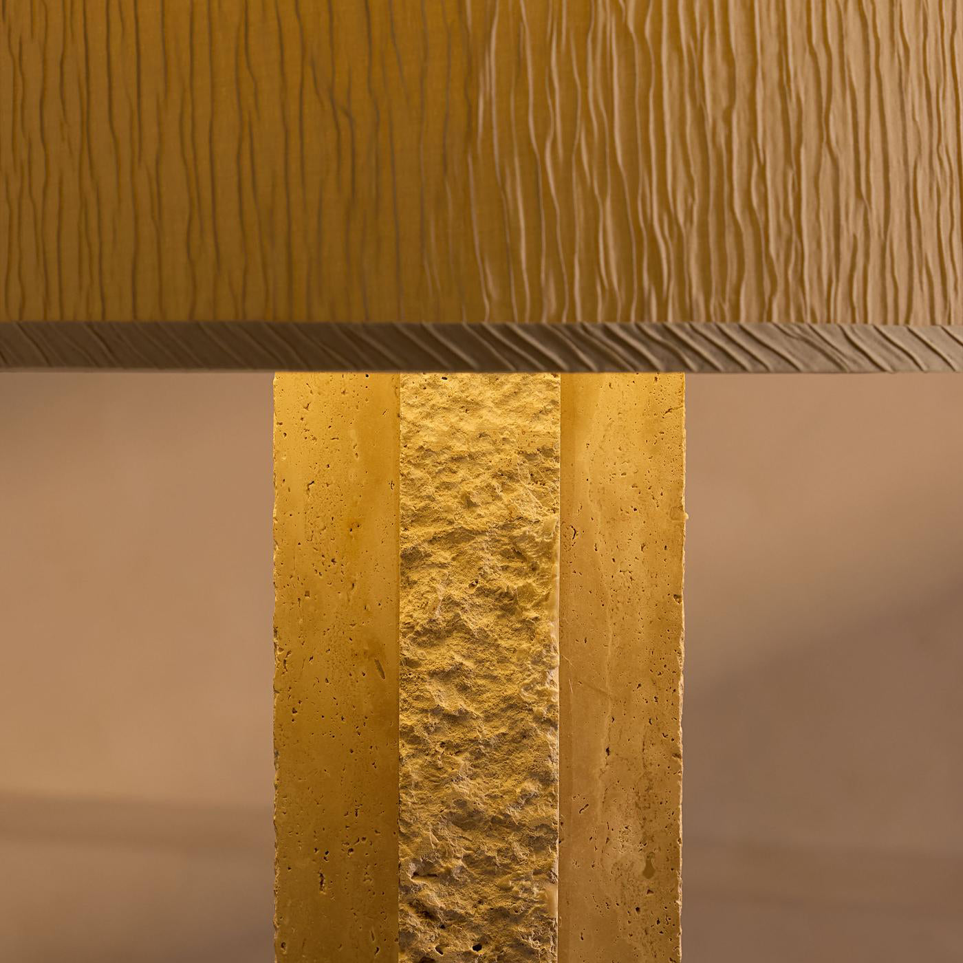 Hawksworth Table Lamp - Octagonal Travertine Stone Lamp with Paper Shade